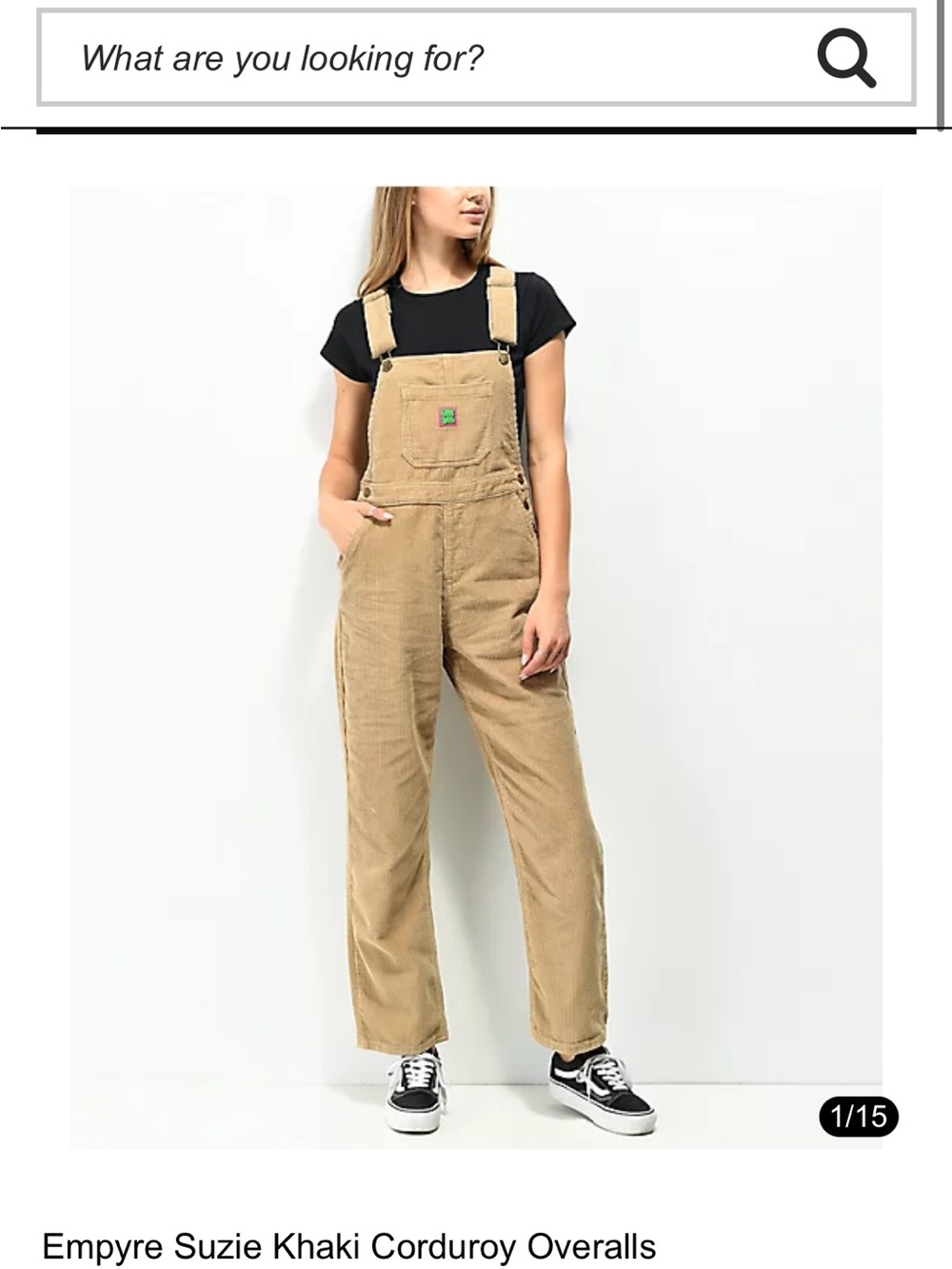 Empyre Suzie Khaki Corduroy Overalls Tan Brown Skater Neutral Women XL